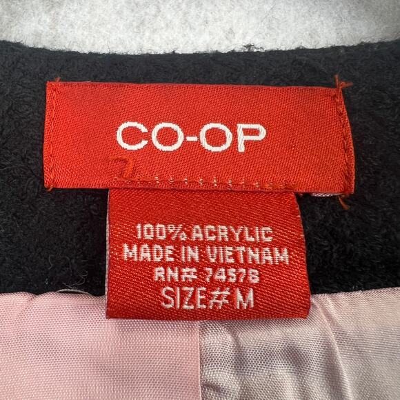 CO-OP Black Tweed Cropped Jacket Blazer Pink Trim Classic Old Money Timeless M - Picture 2 of 8